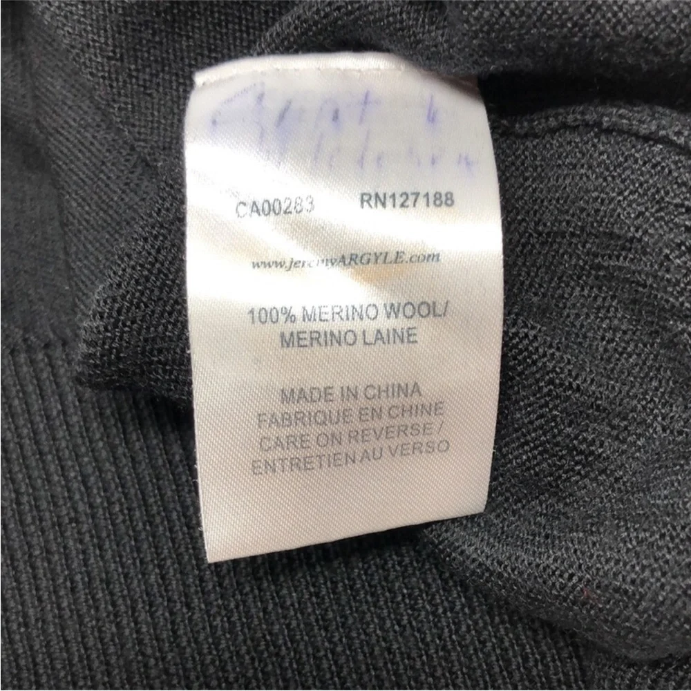 Jermey Argyle NYC Merino Wool Sweater Black V-Neck Long Sleeve Men’s Size XXL